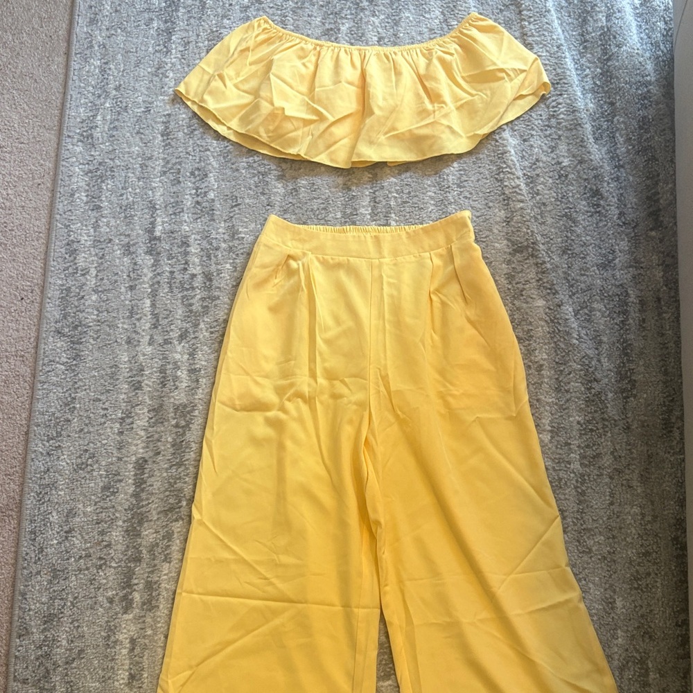 Yellow Women's 2 piece wide leg set